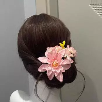Имитация цветка заколка для волос гавайский цветочный декор боковая заколка для волос пляж отпуск фотография женские аксессуары для волос розовый