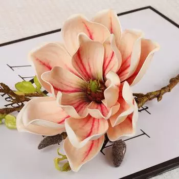 Имитация цветочного искусства Большая магнолия ЕВА Искусственный цветок Искусственная ветка магнолии Декор для сада на открытом воздухе шампанского
