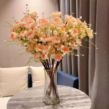 Имитация цветочных украшений гостиная обеденный стол украшение из сухих цветов букет цветочная композиция украшение дома (без учета вазы) 6 pieces 30 flowers белый