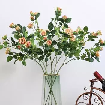 Имитация цветов 9 роз в вестибюле отеля, дома, в гостиной, бонсай, украшение, искусственный цветок, реквизит для фотографий белый