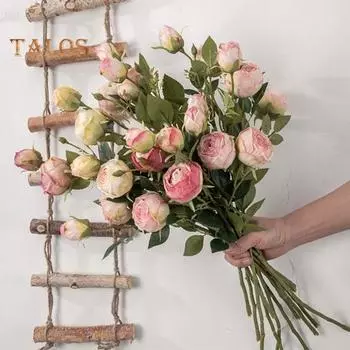 Имитация цветов тонкой работы, свадебный декор, привлекательный необычный сказочный цветок розы, искусственный цветок, домашний декор бежевый