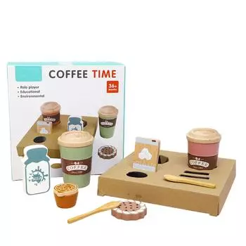 Имитация деревянного чайного сервиза для ролевых игр, кухонная игрушка One Size
