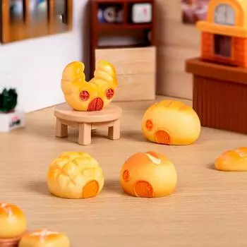 Имитация еды Игровой хлеб Домик из хижины Изделия из смолы Микроландшафт Украшения Аксессуары Столовая посуда Bakery5pcs