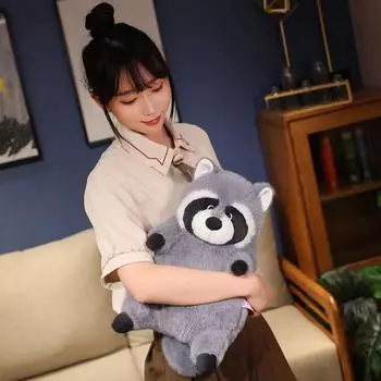 Имитация енота, плюшевая игрушка, кукла, красная панда, декоративная подушка, милая, удобная, стоящая серая кукла, праздничный подарок для детей 22CM серый