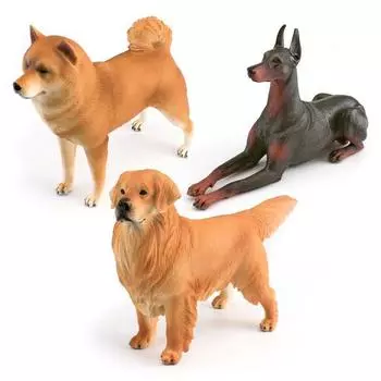 Имитация фигурки собаки из ПВХ, симпатичная сиба-ину, золотистый ретривер, доберман, реалистичная сплошная модель, фигурка животного, настольное украшение чёрный