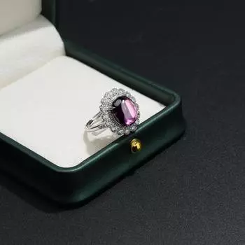 Имитация фиолетового танзанита, цветной драгоценный камень, открытое кольцо, женский групповой набор, циркон, кольцо adjustable opening белого золота