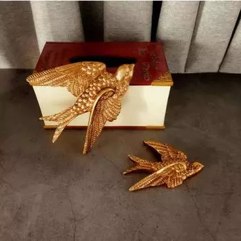 Имитация фоновой подвески, статуэтки, золотой ласточки, скульптуры, птицы, настенные украшения, подарок S