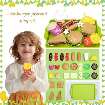 Имитация гамбургера, хлеба, мороженого, детский игровой домик, игрушки, китайская и западная кухня, столовые приборы, обучающий набор Qie Qie Le One Size