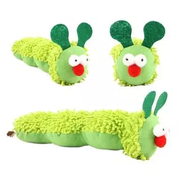 Имитация гусеницы, плюшевая игрушка для кошек, мягкая игрушка для скрежета зубов у кошки, жевательная игрушка для кошек, самоудовлетворение зелёный