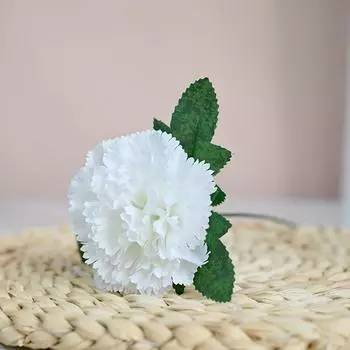 Имитация гвоздики, День матери День учителя Имитация цветка Аксессуары из шелковой ткани С ручкой из искусственных цветов Одиночный Сделай сам Одиночный цветок белый