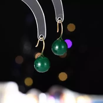 Имитация халцедона яшмы серьги-крючки ретро высокого класса 2024 новый темперамент белые серьги прилив зелёный