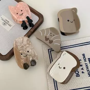 Имитация хлеба Уксусная кислота Захват Клип Мультяшный круассан Коготь Клип Форма хлеба Волосы Коготь Ежедневно white bread