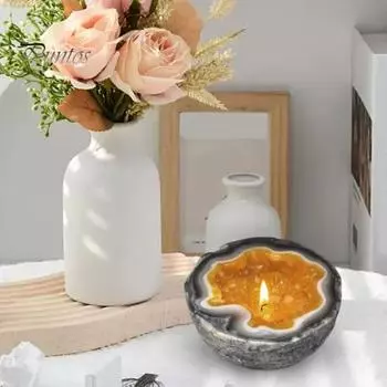 Имитация хрустальной чаши для свечей из смолы для домашнего рабочего стола, украшение для стола, центральный элемент для ароматерапии, держатель для спальни, гостиной светло-розовый