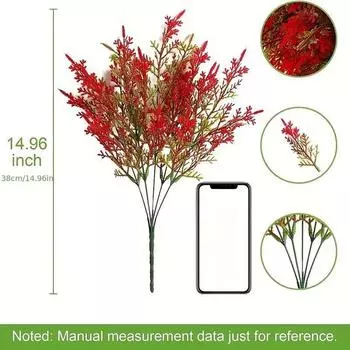 Имитация Искусственное Растение Кедр Пластиковые Искусственные Сосновые Стебли Лиственные Кустарники Уличный Домашний Декор Сад Крыльцо красный