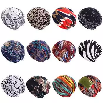 Имитация кашемира, двойная шапка-пуловер, шапка-крутка, двухслойный многофункциональный шарф, шапка-платок Jdu-31E average size цветной печати леопарда