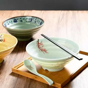 Имитация керамической миски для лапши Большая вместимость Суповая миска Прочная меламиновая миска для рамэна Рестораны 7 in-Style A