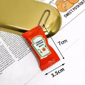 Имитация Кетчупа Томатного Брелок Смешной Мини Еда Игра Кетчуп Пакет Подвеска для Телефона Креативные Аксессуары для Украшения Сумки Подарки A1
