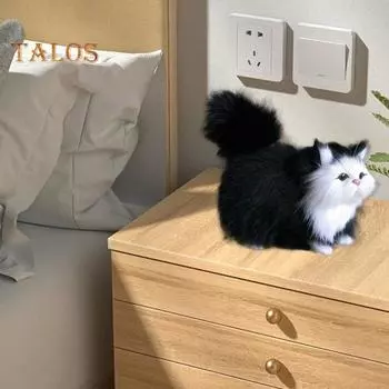 Имитация кошачьего орнамента, реалистичная плюшевая игрушка кошечка, искусственный мех, модель животных, пушистая кукла для кошек, подарок для детей, любителей кошек A