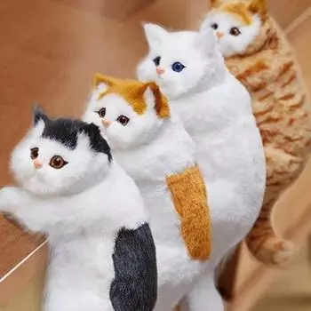 Имитация кошачьего украшения из искусственного меха, плюшевая игрушка в виде кошечки, пушистая кошачья игрушка, мягкая кукла для дома, подставка под телевизор, полка, край, декор A