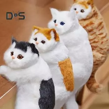 Имитация кошачьего украшения из искусственного меха, плюшевая игрушка в виде кошечки, пушистая кошачья игрушка, мягкая кукла для дома, подставка под телевизор, полка, край, декор B