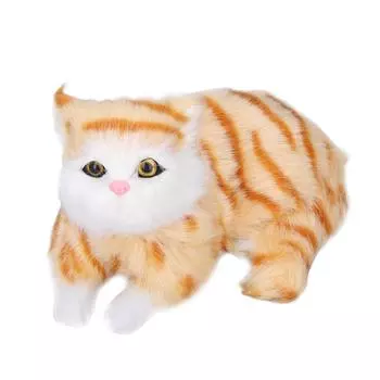 Имитация кошки Имитация желтой печати лежащая кошка плюшевая игрушка подарок модель животного семейное украшение