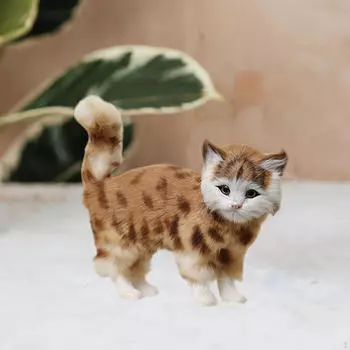 Имитация кошки плюшевая игрушка милый фото реквизит домик животное реплика для полки стола офиса Yellow Brown