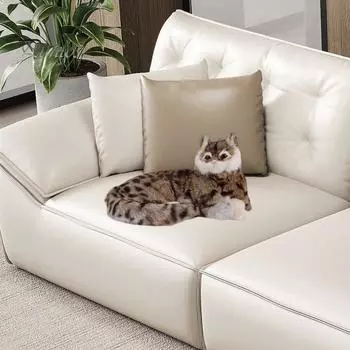 Имитация кошки, плюшевая игрушка, реалистичный лежащий котенок, плюшевая модель, мягкая игрушка, комфортная кукла, подушка, украшение для дома, офиса, спальни, детей, взрослых, праздника Left темно-желтого