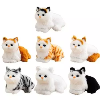 Имитация кошки плюшевые игрушки мягкие плюшевые игрушки котята со звуком милые плюшевые игрушки для детей белый/оранжевый