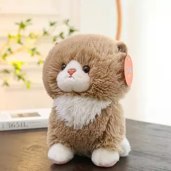 Имитация котенка, плюшевая игрушка, кукла-кошка, детская успокаивающая подушка, спящая кукла для обнимания, подарок на день рождения для девочки 25cm0.16kg коричневый