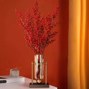 Имитация красных фруктов, не выцветающая, сделай сам, легкая декоративная поддельная пена, красные фрукты, ветка растения для сада A