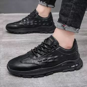 Имитация крокодиловой кожи повседневная мужская обувь на платформе модные новейшие мужские кроссовки дизайнерские роскошные ретро-лоферы для ходьбы походы 39