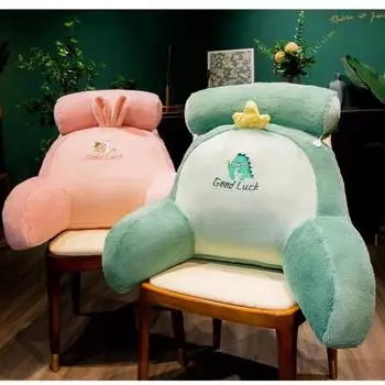Имитация кроличьей шерсти, плюшевая меховая спинка кровати, для беременных женщин, защита талии, подушка для офисного кресла, подушка с изображением мультяшного кота 60x45cm