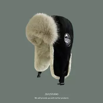 Имитация кроличьей шерсти шапка Thunderbolt женская зимняя мода сотня людей утолщенная теплая защита ушей лыжная кепка для мужчин One Size серый