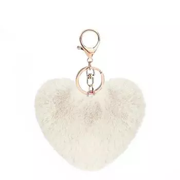 Имитация кролика Мяч Плюшевый Подвеска DIY Чехол для телефона Брелок Аксессуар в форме сердца One Size бежевый