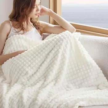 Имитация кролика плюшевые одеяла зимние теплые спальные мягкие удобные фланелевые флисовые одеяла для кровати утолщенное бархатное двухстороннее одеяло простыня 70x100CM белый