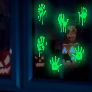 Имитация крови, руки, ноги, светящиеся наклейки с принтом, водонепроницаемые, ужасы, зомби, Хэллоуин, автомобиль, стена, дверь, ПВХ, вечеринка, дом с привидениями, декор B-Green