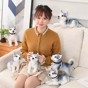 Имитация куклы хаски, детская плюшевая игрушка, собака, большая кукла с имитацией животного, декоративная подушка 25cm