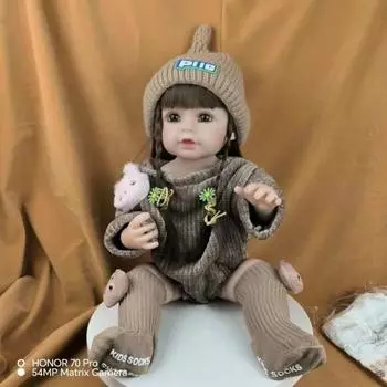 Имитация куклы Мягкая резиновая кукла-перерождение девочка игрушка принцесса подарок наряд дети 55 см 55cm кофейный