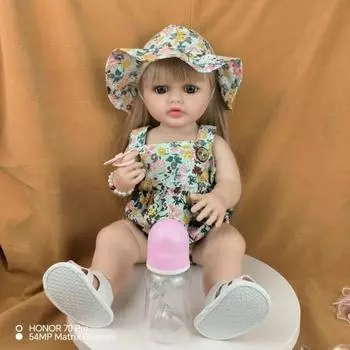 Имитация куклы Мягкая резиновая кукла-перерождение девочка игрушка принцесса подарок наряд дети 55 см светло-зеленый