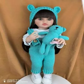 Имитация куклы Мягкая резиновая кукла-перерождение девочка игрушка принцесса подарок наряд дети 55 см 55cm королевский синий