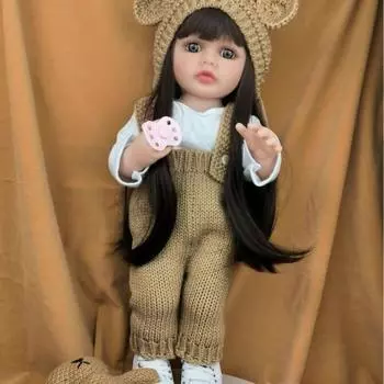 Имитация куклы Мягкая резиновая кукла-перерождение девочка игрушка принцесса подарок наряд дети 55 см 55cm кофейный