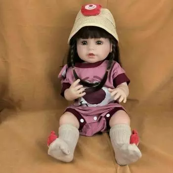 Имитация куклы Мягкая резиновая кукла-перерождение девочка игрушка принцесса подарок наряд дети 55 см 55cm розовый