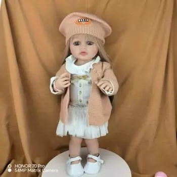 Имитация куклы Мягкая резиновая кукла-перерождение девочка игрушка принцесса подарок наряд дети 55 см светло-коричневого
