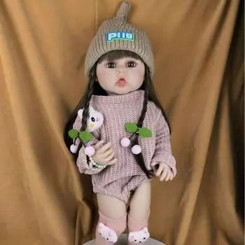 Имитация куклы Мягкая резиновая кукла-перерождение девочка игрушка принцесса подарок наряд дети 55 см 55cm светло-коричневого