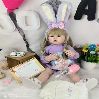 Имитация куклы Мягкая резиновая кукла-перерождение девочка игрушка принцесса подарок наряд дети 55 см 55cm фиолетовый