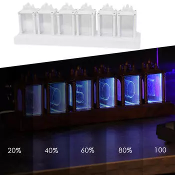 Имитация ламповых часов Nixie, цифровой будильник, светодиодный дисплей, украшения RGB, сборка стола, белый