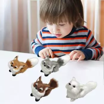 Имитация лисы, искусственный мех, мягкая игрушка, украшение для стола в классе или дома, реалистичная пушистая кукла лиса, подарок для мальчиков и девочек темно-коричневого