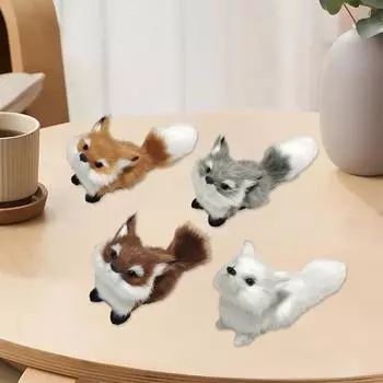 Имитация лисы, искусственный мех, мягкая игрушка, украшение для стола в классе или дома, реалистичная пушистая кукла лиса, подарок для мальчиков и девочек серый