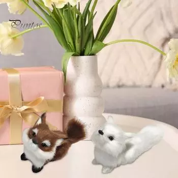 Имитация лисы, искусственный мех, мягкая игрушка, украшение для стола в классе или дома, реалистичная пушистая кукла лиса, подарок для мальчиков и девочек серый