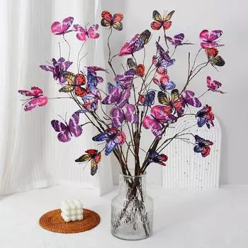 Имитация мертвых веток Бабочка Имитация мертвых веток Растение Украшение дома Имитация цветов Настольное украшение Реквизит для съемки butterfly темно-красного